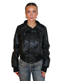 High neck leather jacket