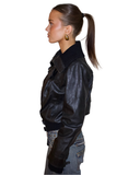 High neck leather jacket