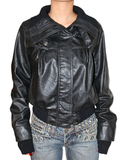High neck leather jacket