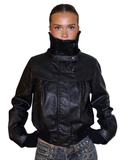 High neck leather jacket