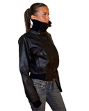 High neck leather jacket